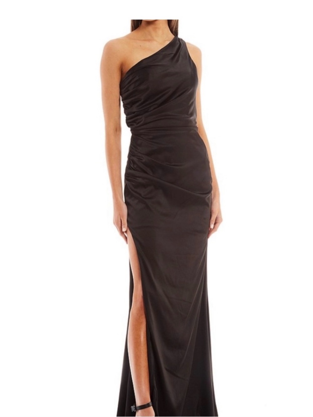Elegant One-Shoulder Black Evening Gown - Size 3